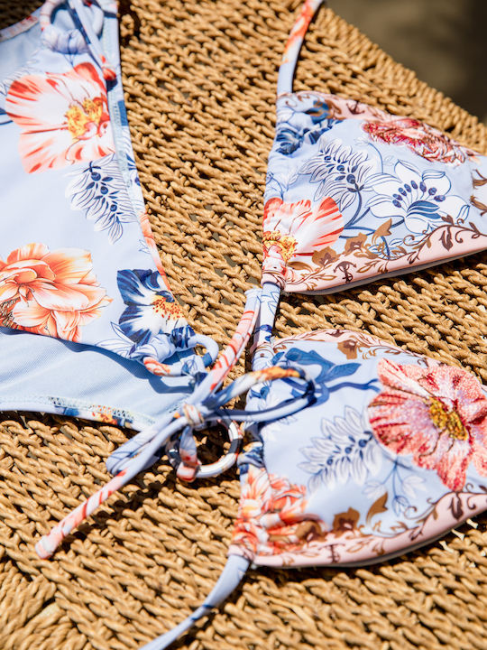 Bikini Set Triangle Floral Light Blue