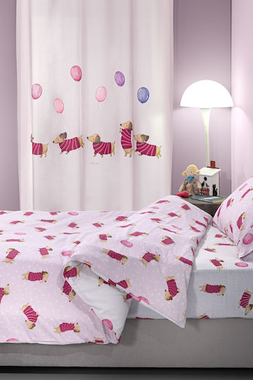 Saint Clair Conținut set Husă de pilotă pentru copii Single cu față de pernă Bumbac Fuchsia 160x220cm