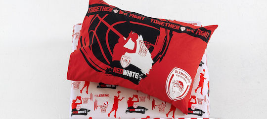 Palamaiki Single Kids Duvet Cover Set with Cotton Pillowcase Olympiacos B.c 170x250cm