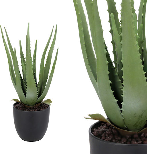 Artificial Aloe Plant In Pot 45 Cm Tall Green Lifelike Decoration