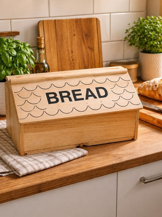 ForHome Bread Box Wooden 39x26x20cm