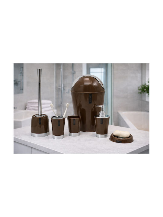 Flamingo Flamingo Plastic Bathroom Accessory Set Brown 6pcs