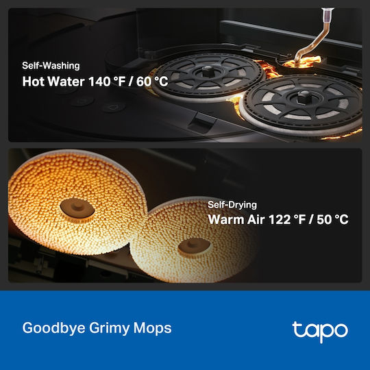 TP-LINK Tapo RV50 Pro Omni Robot Vacuum Cleaner with Laser Mapping & 15000Pa Suction Power Black