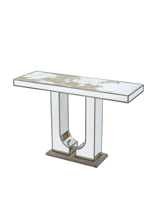 Galio Конзолна маса от Дърво & Стъкло с огледало Злато Д120xШ40xВ79cm