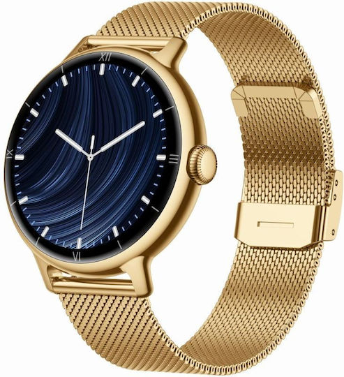 Gravity GT33-2 41mm Smartwatch με Παλμογράφο (Golden)