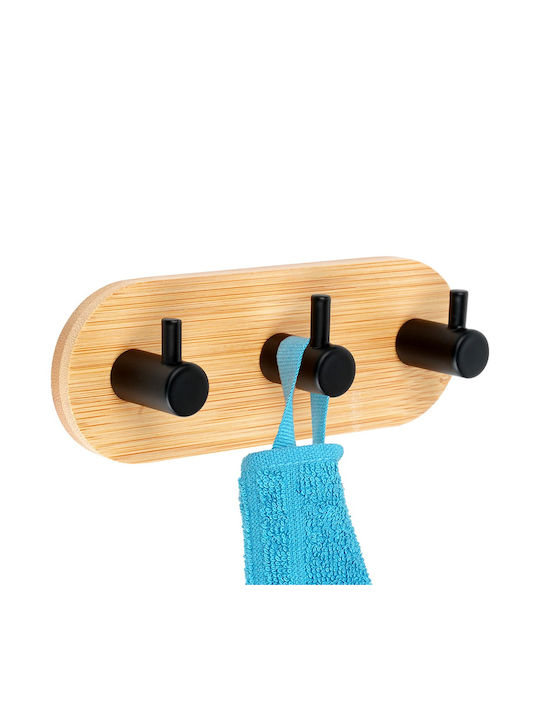 Orion Wall Hanger Wooden 3 Hooks Brown 13.5x3.2x4.5cm