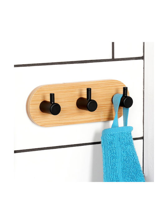 Orion Wall Hanger Wooden 3 Hooks Brown 13.5x3.2x4.5cm