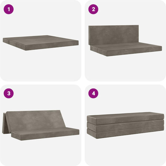 vidaXL Velvet Floor Pillow Light Gray 67x180cm