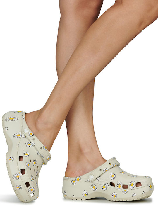 Crocs Classic Platform Women's Clogs Beige