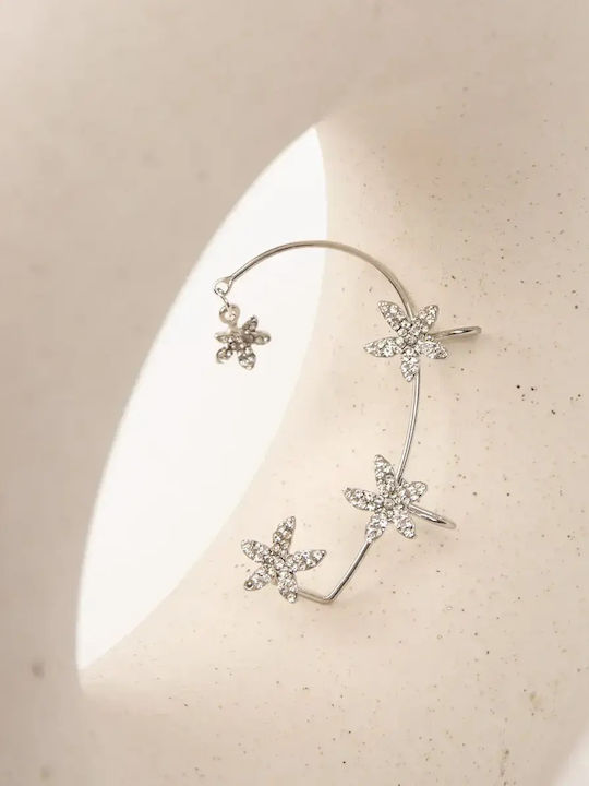 Ohrring Manschette Strass Linkes Silber Silber