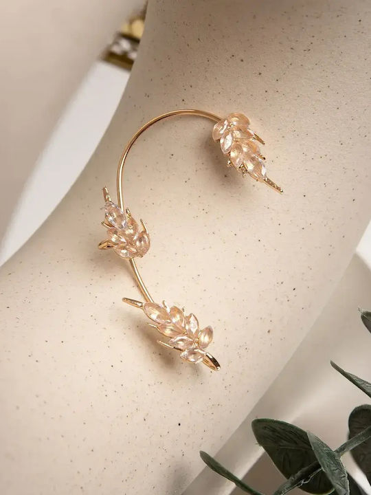 Σκουλαρίκι Ear Cuff Πέτρες Αριστερό Χρυσό Χρυσό