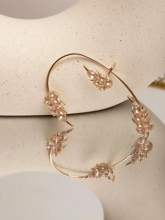 Обица Ear Cuff С Камъни Десен Златен Златен