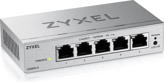 Zyxel GS1200-5V3-EU0101F v3 Managed L2 PoE+ Switch with 5 Gigabit (1Gbps) Ethernet Ports