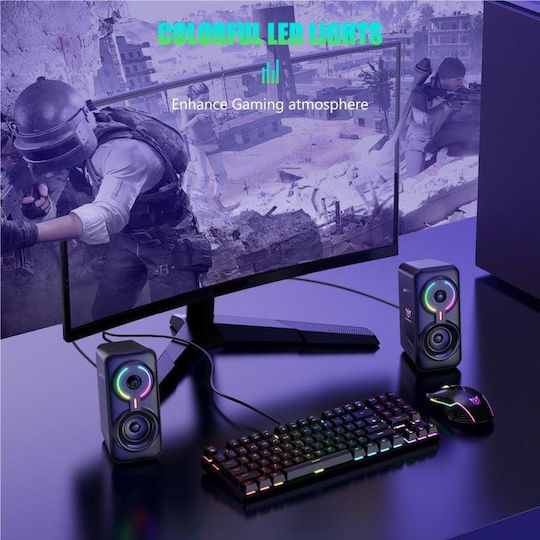 Onikuma L6 Компютърни тонколони 2.0 с RGB осветление и Bluetooth Мощност 10W в Черен цвят