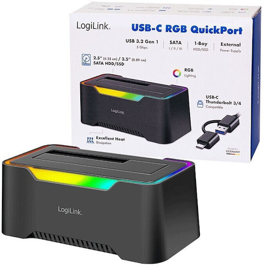 LogiLink Докинг Станция за Твърди Дискове SATA със Свързаност USB-C / Thunderbolt (QP0035)