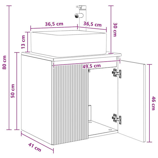 vidaXL Bathroom Vanity Unit Without Sink L49.5xD41xH63cm White