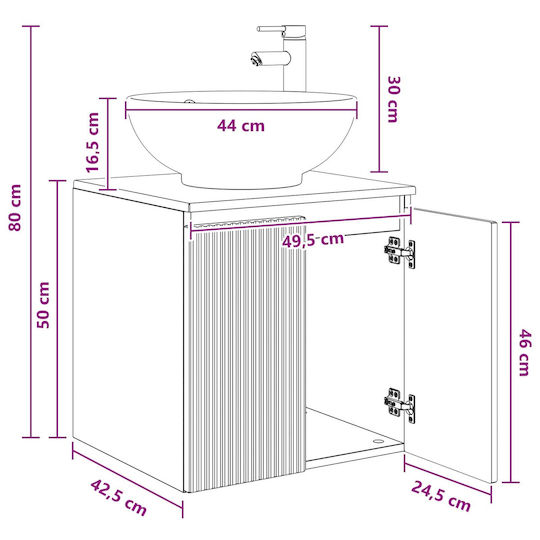 vidaXL Плот Без Мивка 49.5x44.5x65см Бял
