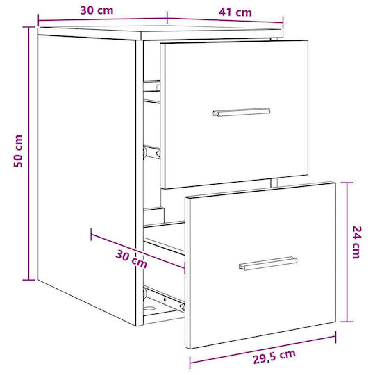 vidaXL Плот Без Мивка 30x41x50см Черен Дъб