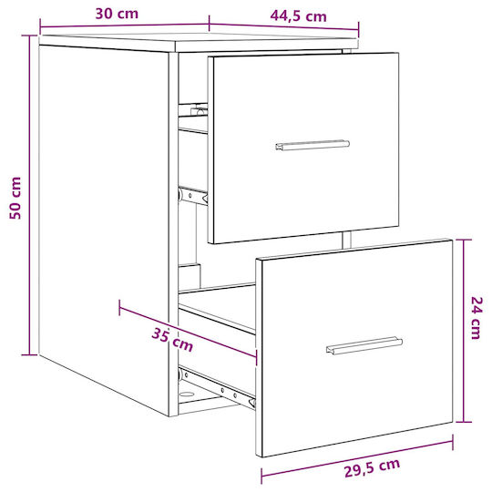 vidaXL Badezimmer Waschtisch-Einheit M30xB44.5xH50cm Eiche