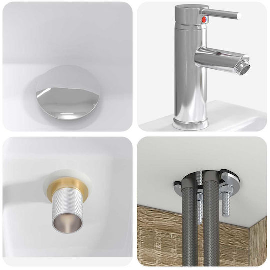 vidaXL Badezimmer Waschtisch-Einheit M53xB35xH63cm Holzschatten Sonoma