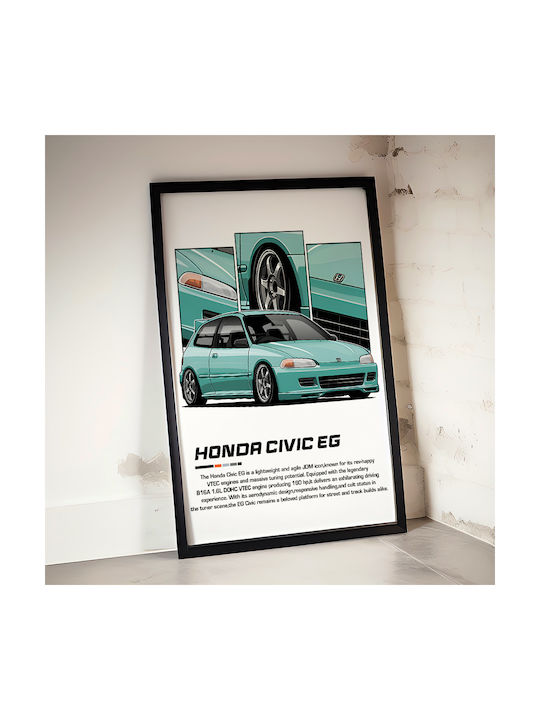 Poster Honda Civic Eg Cr030 30cm X 40cm Κορνίζα Σκούρο Φυσικό Ξύλου Καφέ