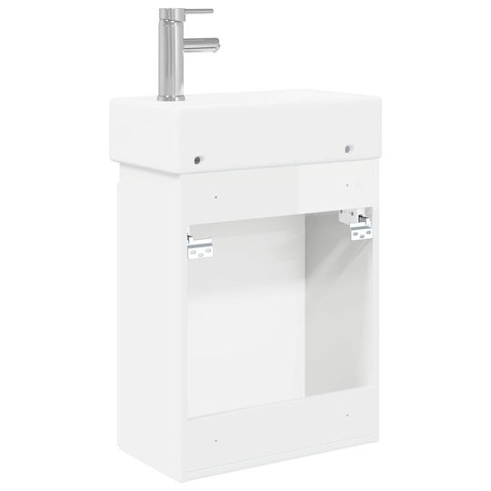 vidaXL Плот със Смесител 45.5x22.5x84 см Бял