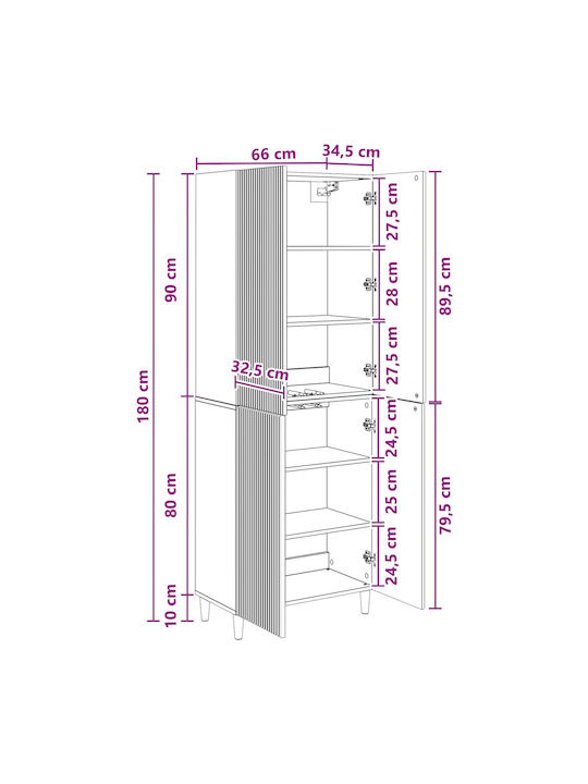 Gray Bookcases (2 Pieces) 66x34.5x90 cm