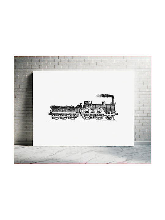 European Style Steam Locomotive Engraving From Tablou pe Pânză 150x100cm