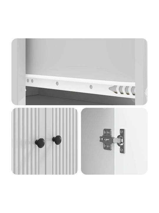 Wall Living Room Cabinet made of Particle Board White 66x34.5x90cm