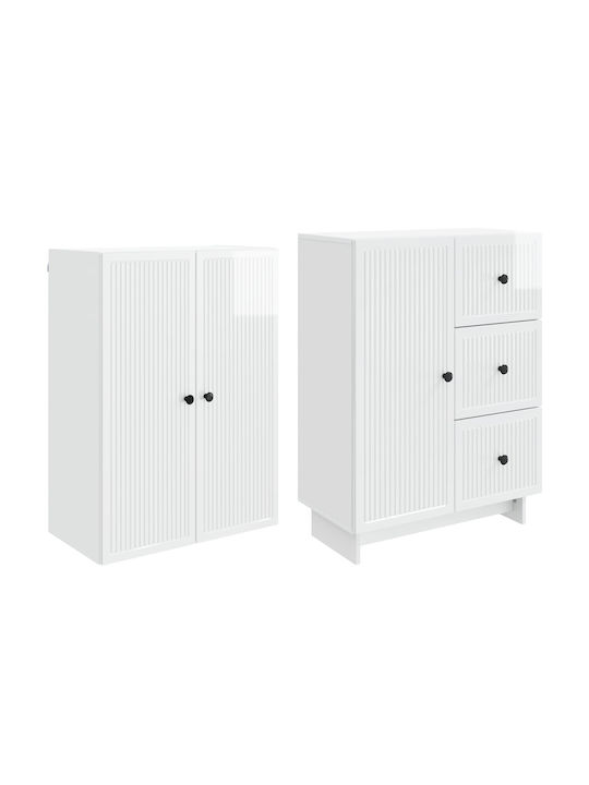Wall Living Room Cabinet made of Particle Board White 66x34.5x90cm