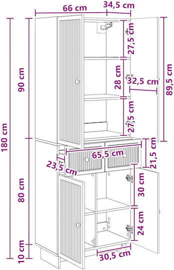 Библиотеки Бели (2 бр.) 66x34.5x90 см