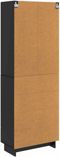 Wall Mounted Living Room Cabinet Made of Particle Board Black 66x34.5x95cm