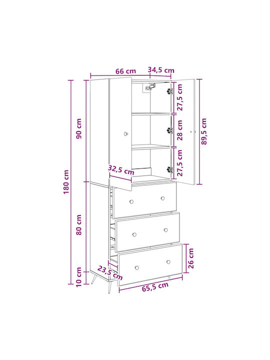Gray Bookcases (2 Pieces) 66x34.5x90 cm