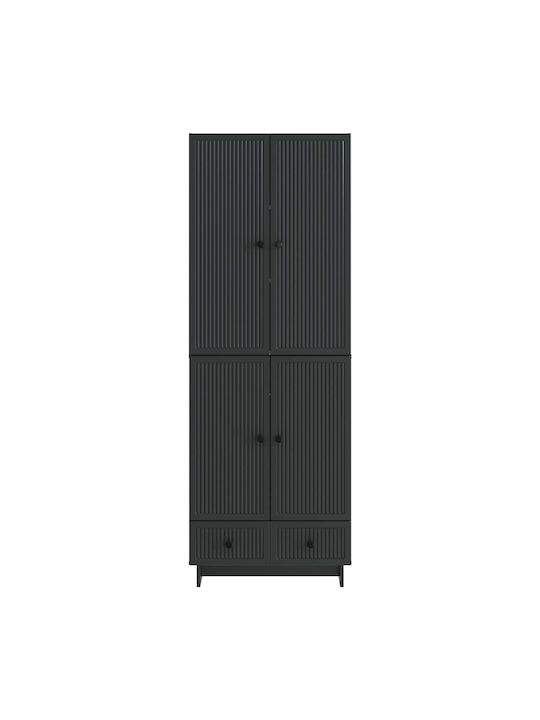 Wall Mounted Living Room Cabinet Made of Particle Board Black 66x34.5x95cm