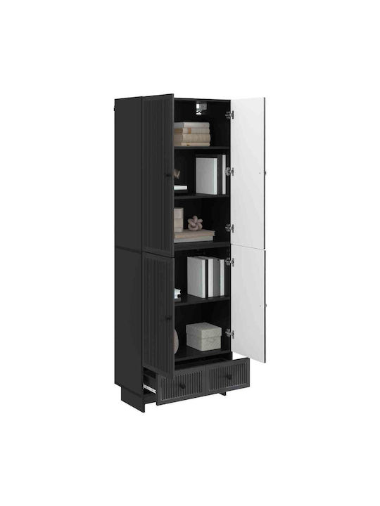 Wall Mounted Living Room Cabinet Made of Particle Board Black 66x34.5x95cm