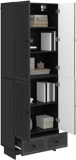 Wall Mounted Living Room Cabinet Made of Particle Board Black 66x34.5x95cm