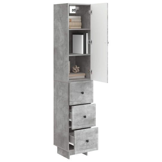 vidaXL Bathroom Column Cabinet Wall Hung M33xD34.5xH90cm Gray