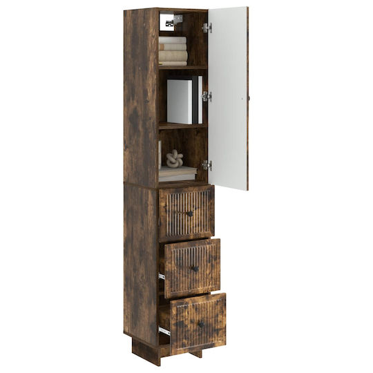 vidaXL Bathroom Column Cabinet Wall Hung M33xD34.5xH90cm Brown