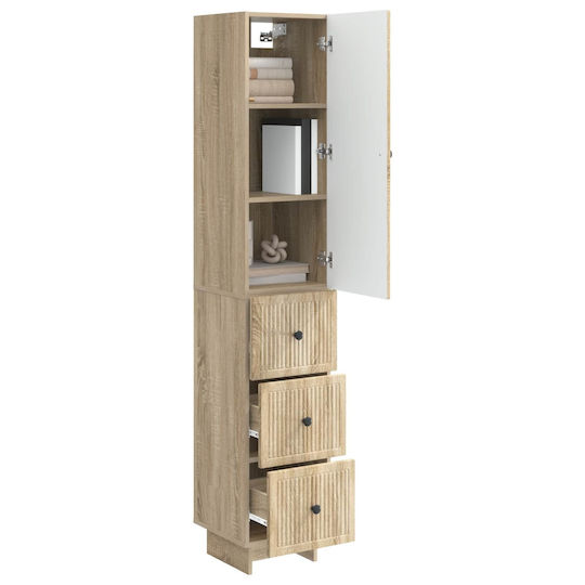 vidaXL Bathroom Column Cabinet Wall Hung M33xD34.5xH90cm Brown