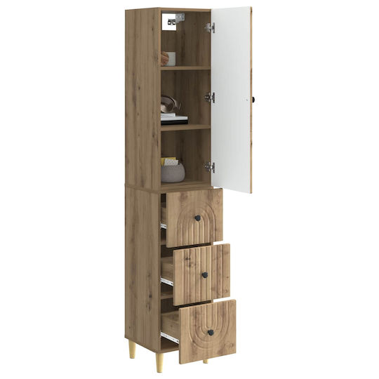 vidaXL Bathroom Column Cabinet Wall Hung M33xD34.5xH90cm Brown
