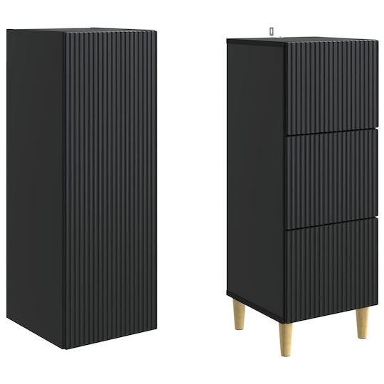 vidaXL Bathroom Column Cabinet Wall Hung M33xL34.5xH90cm Black