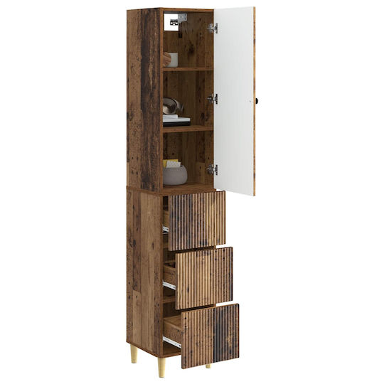vidaXL Bathroom Column Cabinet Wall Hung M33xD34.5xH90cm Brown