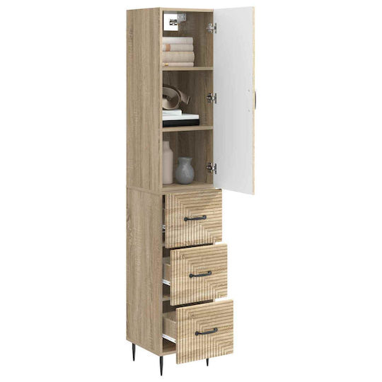 vidaXL Bathroom Column Cabinet Wall Hung M33xD34.5xH90cm Sonoma