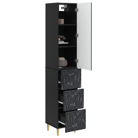 vidaXL Bathroom Column Cabinet Wall Hung M33xL34.5xH90cm Black