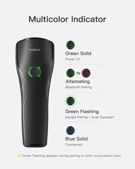 Inateck Scanner Portabil cu Capabilitate de Citire Coduri de Bare 1D