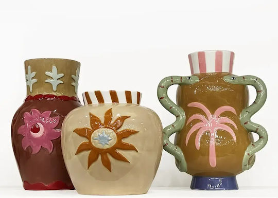 Керамична Ваза Brown Sun Височина 21,3 См Диаметър 13,4 См
