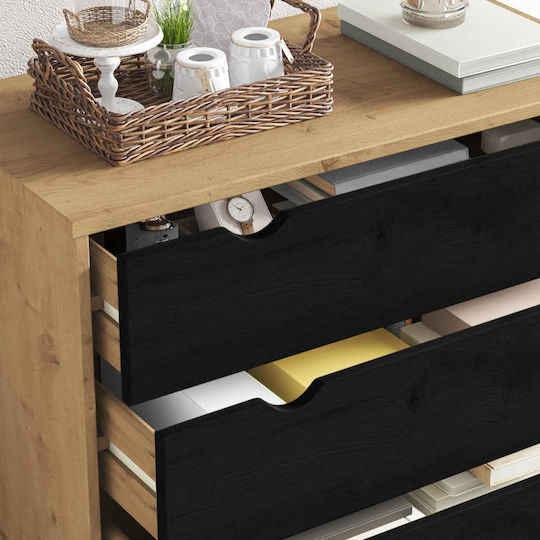 Comodă Dormitor din Lemn Masiv Otta Negru 76.5x39.5x90cm