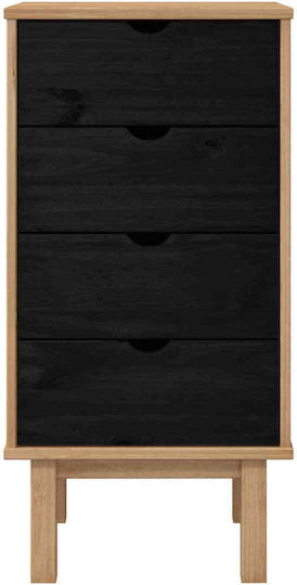 Kommode Schlafzimmer aus Massivholz Otta Schwarz 45x39x90cm