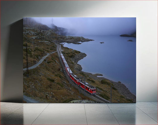 Train In Misty Mountain Landscape Τρένο Στο Misty Mountain Landscape 1 σε Καμβά Train In Misty Mountain Landscape Τρένο Στο Misty Mountain Landscape 1 σε Καμβά