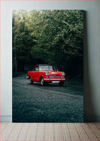 Vintage Red Car In A Forest Vintage Κόκκινο Αυτοκίνητο Σε Ένα Δάσος